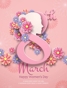 s day poster with paper flowers in light pink