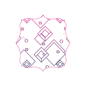 彩色线条方形，几何样式图形背景矢量插图