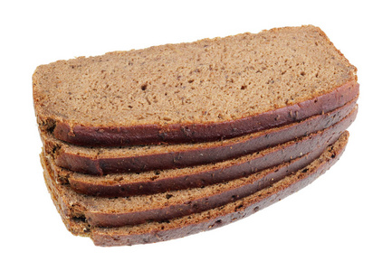s   black bread  with caraway and cumin. Isolated on white studi