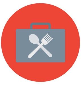 餐具箱叉隔离颜色矢量图标，可以很容易地修改或编辑。