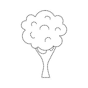 虚线形状自然树，树干和树枝设计矢量图