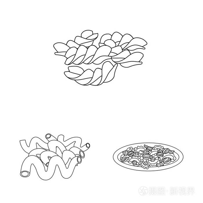 面食和碳水化合物标志的向量例证面食和通心粉股票矢量图的收集