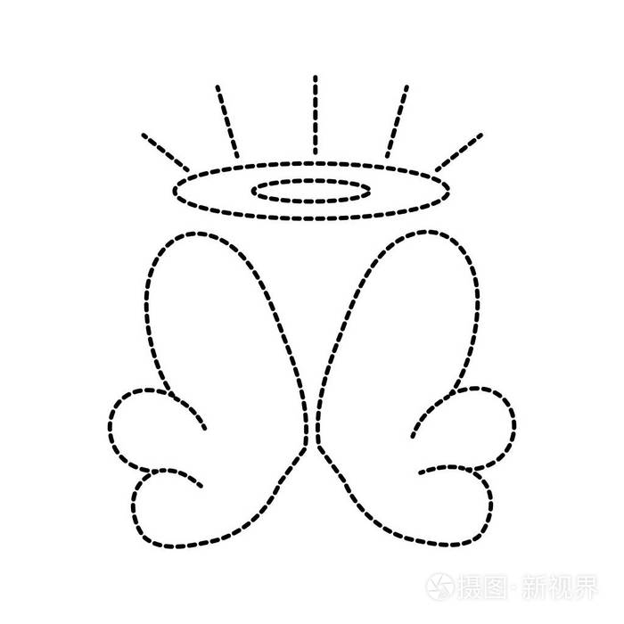 点缀形状漂亮的光环和翅膀天使设计矢量插图