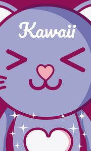 猫可爱的卡瓦伊卡通彩色背景矢量插图图形设计