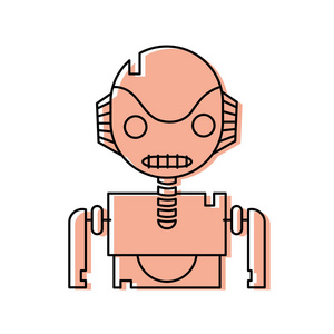 彩色机器人脸，技术胸部设计矢量插图