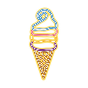 霓虹灯甜冰淇淋在飞檐矢量插图图片
