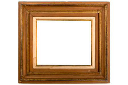 木制框架。 在白色背景图像上隔离的乡村木框