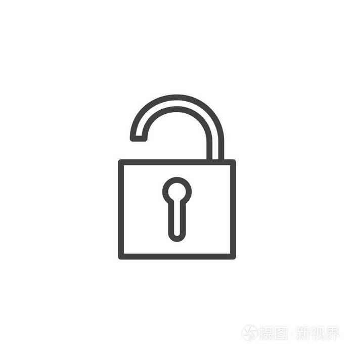 解锁安全安全挂锁符号标志插图. 可编辑行程