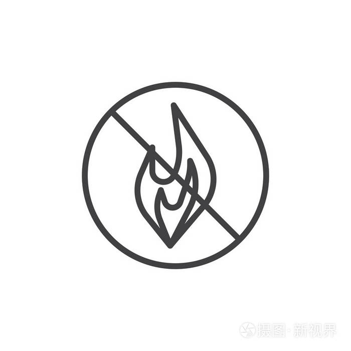 没有火线图标轮廓矢量符号线性风格象形文字隔离在白色上.