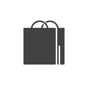 购物袋图标矢量填充平面标志固体象形文字隔离在白色上。 符号标志插图。