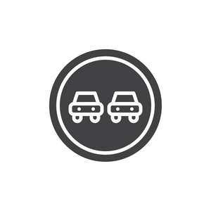 没有超车道路交通标志图标矢量填充平标志固体象形文字隔离在白色上。 符号标志插图。