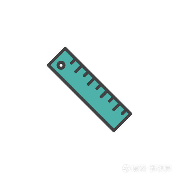 测量尺填充轮廓图标线矢量符号线彩色象形文字隔离在白色上.