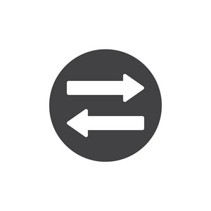 左右方向箭头图标矢量填充平号固体象形文字隔离在白色上。 符号标志插图。