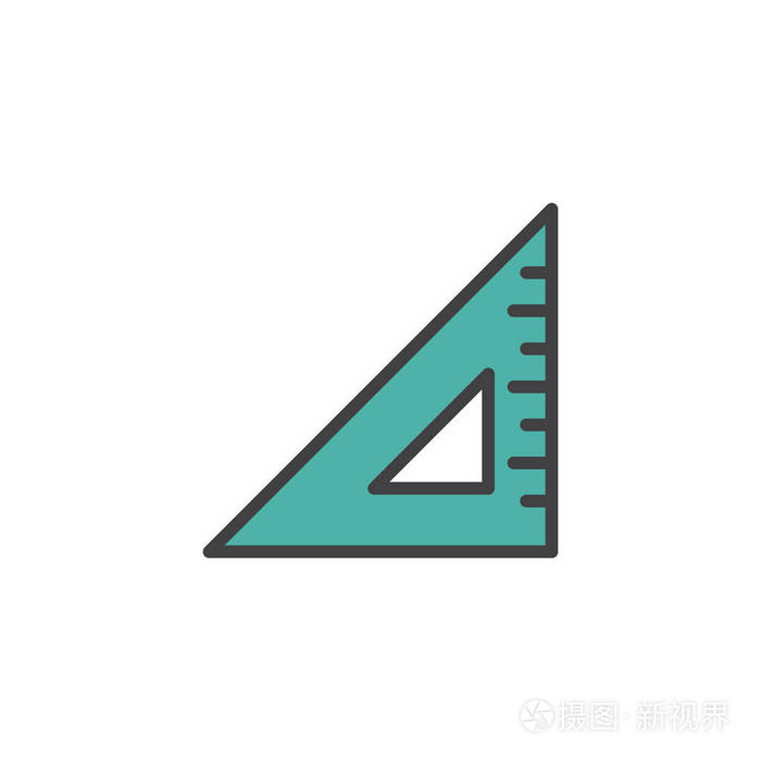 几何三角尺填充轮廓图标线矢量符号线性彩色象形文字隔离在白色上符号