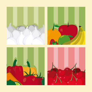 彩色方格上的蔬菜矢量插图图形图