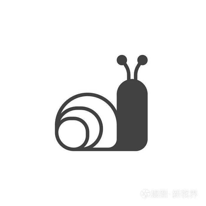 蜗牛动物图标矢量填充平面标志固体象形文字隔离在白色上 符号标志插