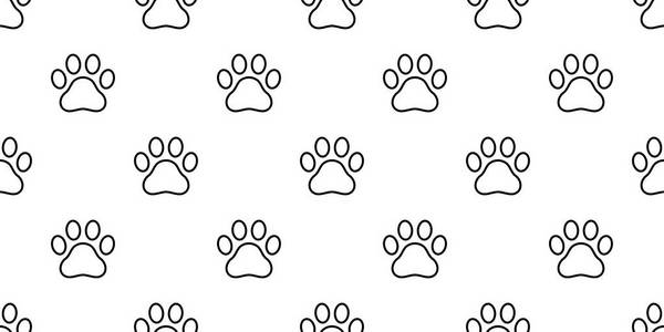 狗爪无缝矢量足迹小猫瓷砖背景壁纸孤立插图卡通图形