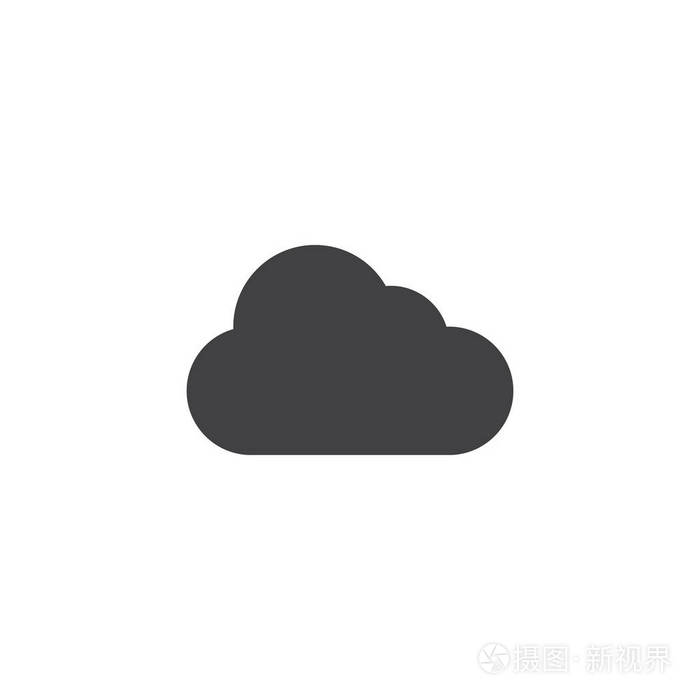 天气云简单实心图标. 符号标志插图. 像素完美矢量图形