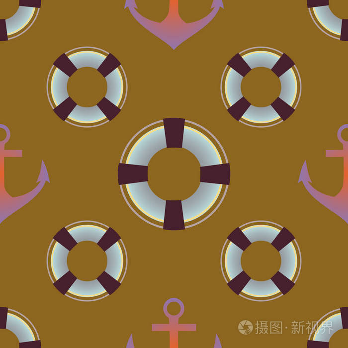 航海卡通平面重复图案插图