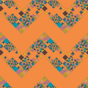 彩色图形立方体和方形壁纸无缝抽象矢量插图
