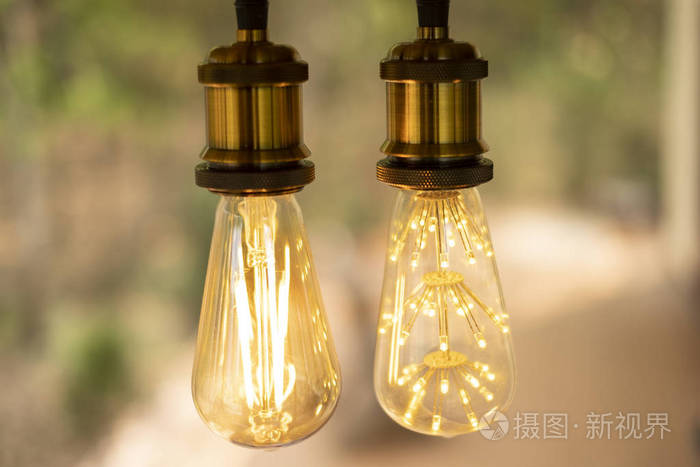 经典复古白炽灯led电灯模糊背景老式灯泡