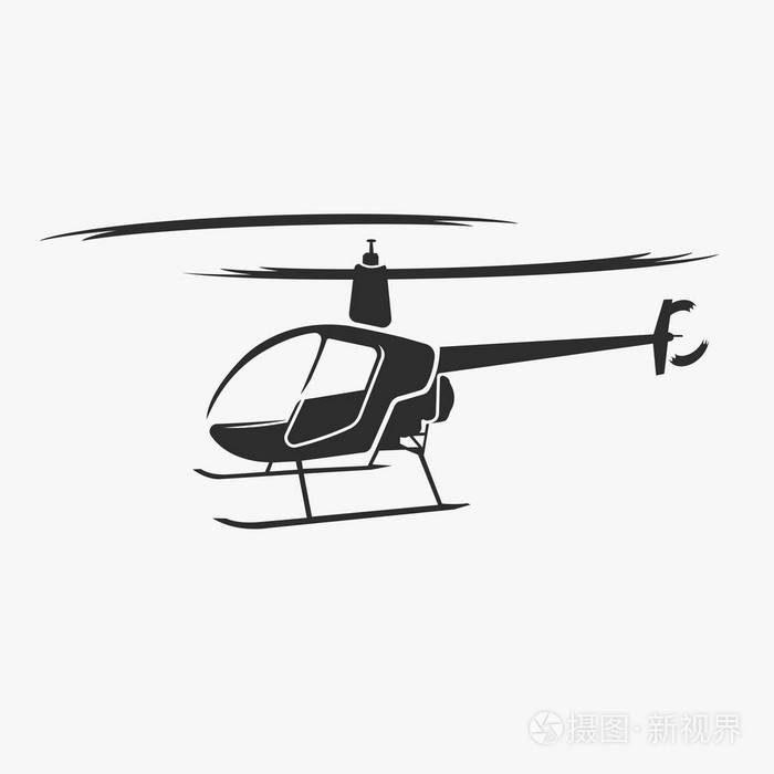 小型私人直升机矢量图.现代轻型飞机