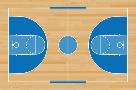 篮球场地板与木纹纹理背景线。 篮球场地。 矢量图。