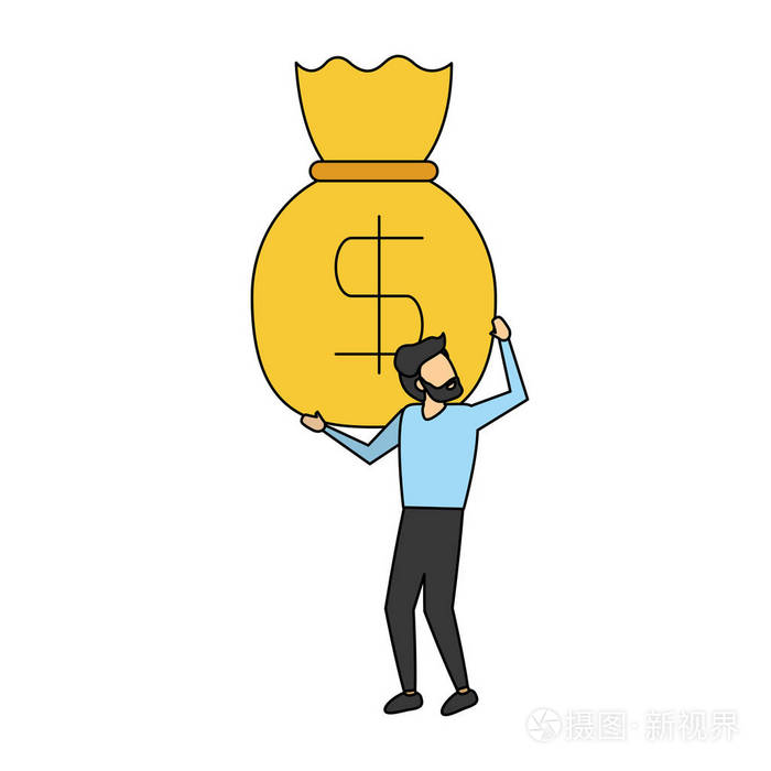 商务男人拿钱袋子