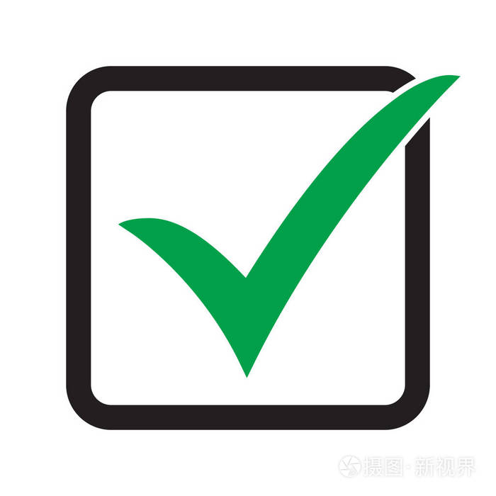 勾选图标矢量符号复选标记隔离在白色背景上. 检查列表按钮图标.
