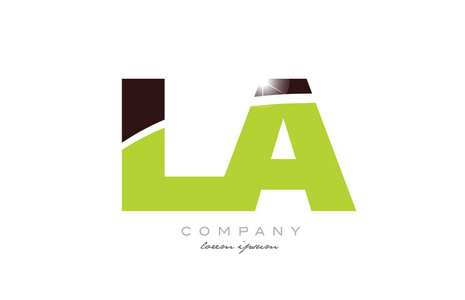 字母lal字母组合标志图标设计，绿色和棕色适合公司或企业插画