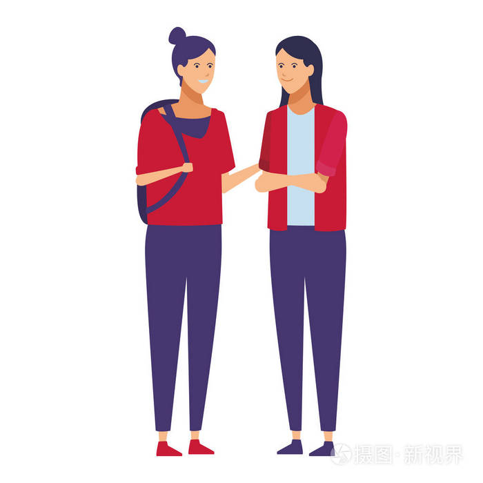 女孩休闲装谈话