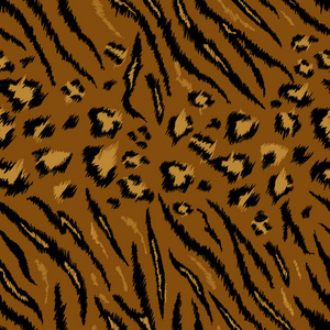 虎豹纹无缝动物图案。条纹织物背景野生动物皮肤毛皮。时尚抽象设计印刷壁纸, 装饰。向量例证