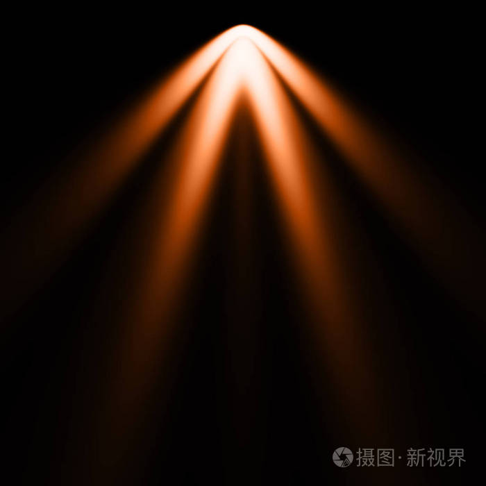 黑色背景聚光灯背景下的橙色光