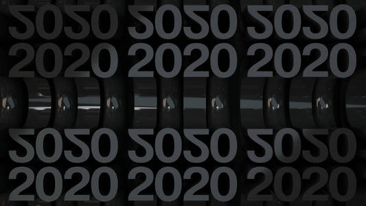 修正2020年3D数字。 黑色网格新2020年数字。 庆祝背景。 三维渲染图