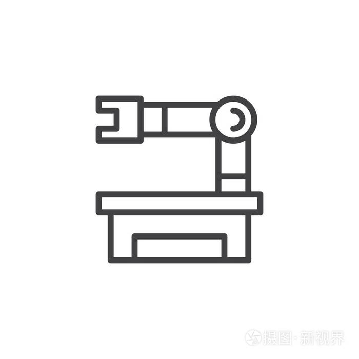 机械臂轮廓图标 移动概念和网页设计的线性风格标志.