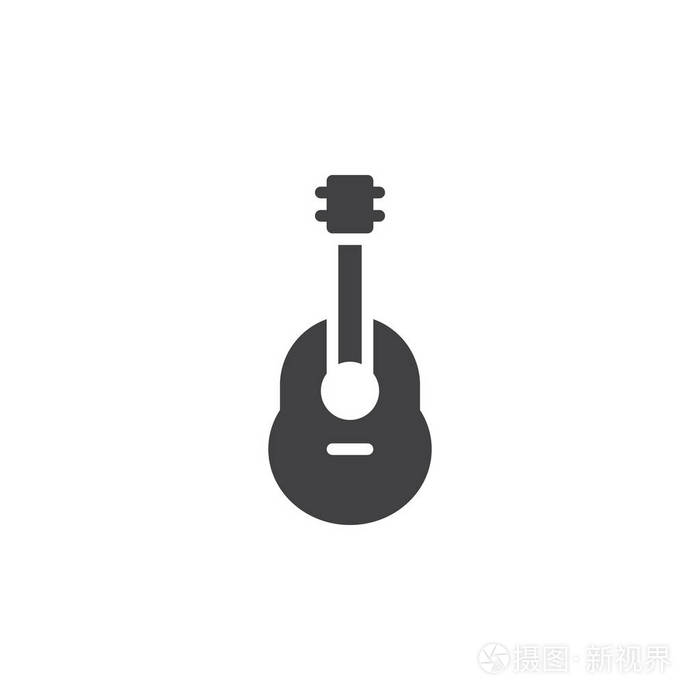 声学吉他图标矢量填充平号固体象形文字隔离在白色上四弦琴符号标志