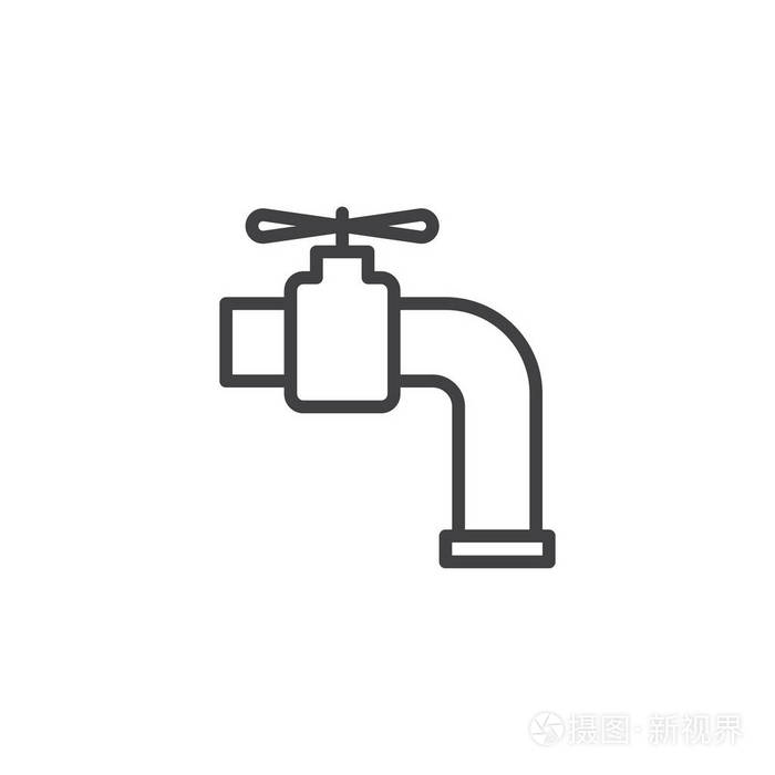 水龙头轮廓图标移动概念和网页设计的线性风格标志水龙头简单线矢量