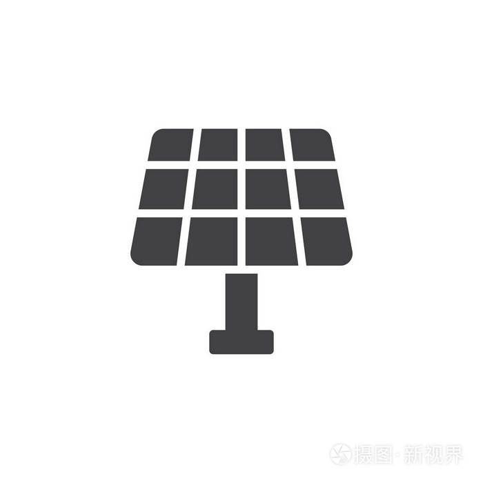 太阳能电池板图标矢量填充平面标志固体象形文字隔离在白色上.