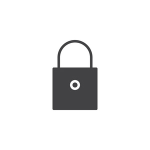 锁定挂锁图标矢量填充平面标志固体象形文字隔离在白色上。 安全密码符号标志插图。