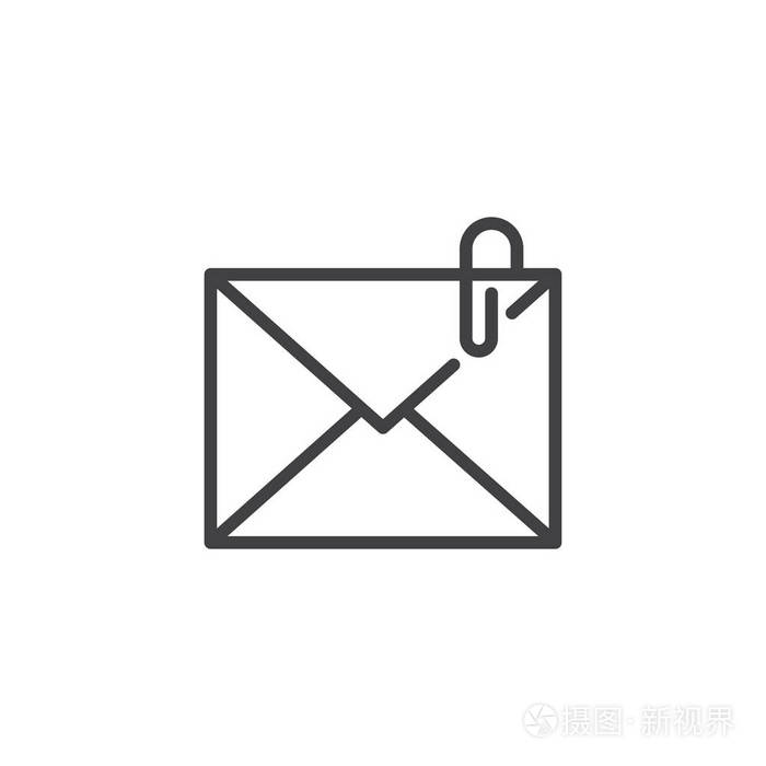 信封与回形针符号标志插图 可编辑行程