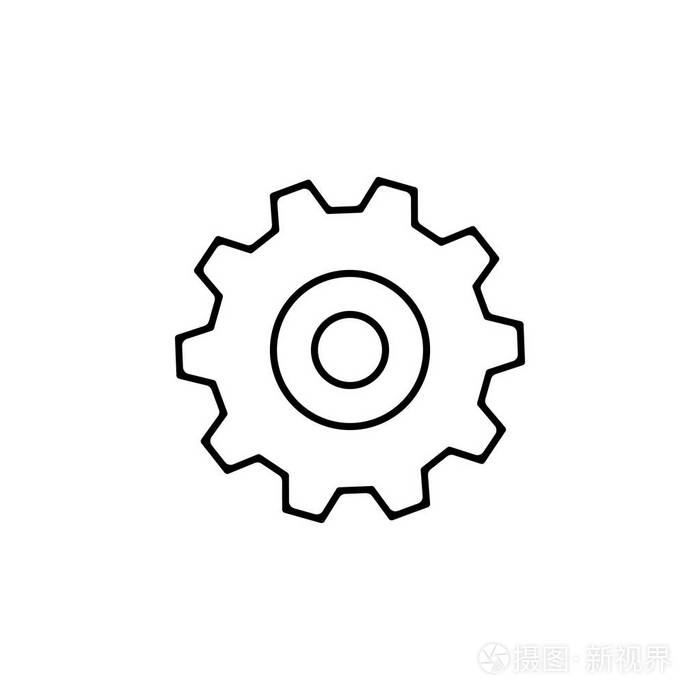调整设置齿轮轮廓图标. 标志和符号可用于白色背景上