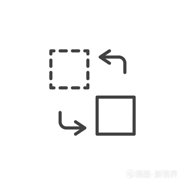 转移线图标轮廓矢量符号线性样式象形文字隔离在白色上.