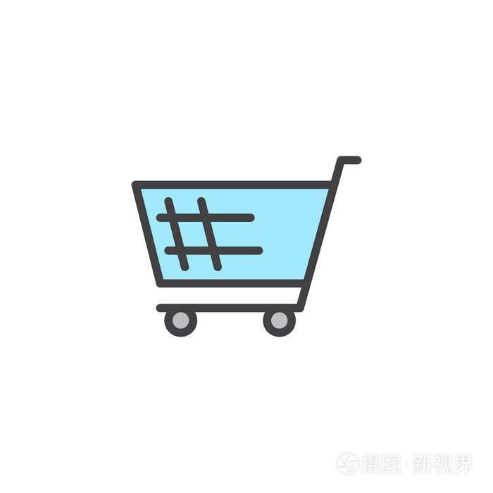 购物车填充轮廓图标线矢量标志线性彩色象形文字隔离在白色上.