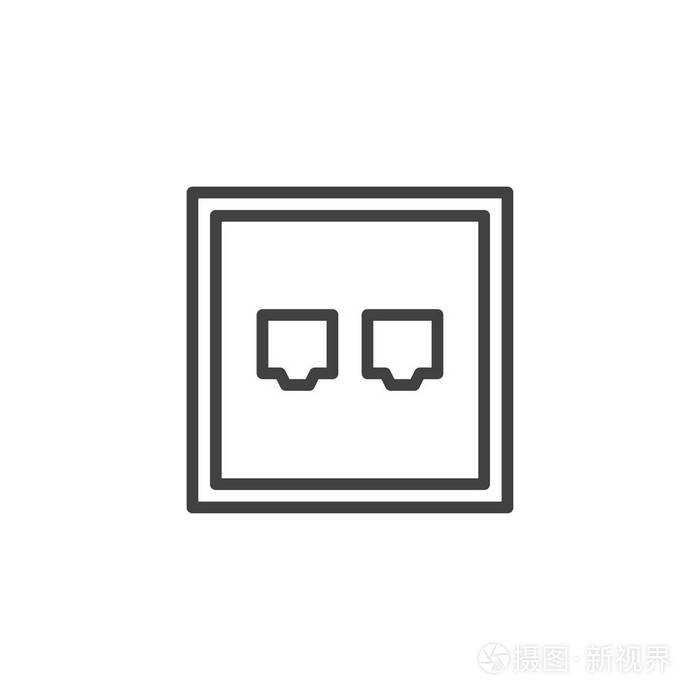 网络插座符号标志插图. 可编辑行程
