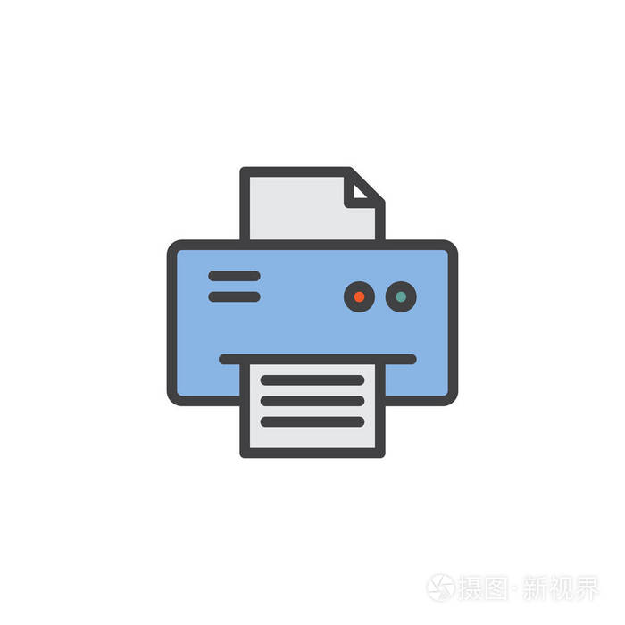 打印机符号标志插图 像素完美矢量图形