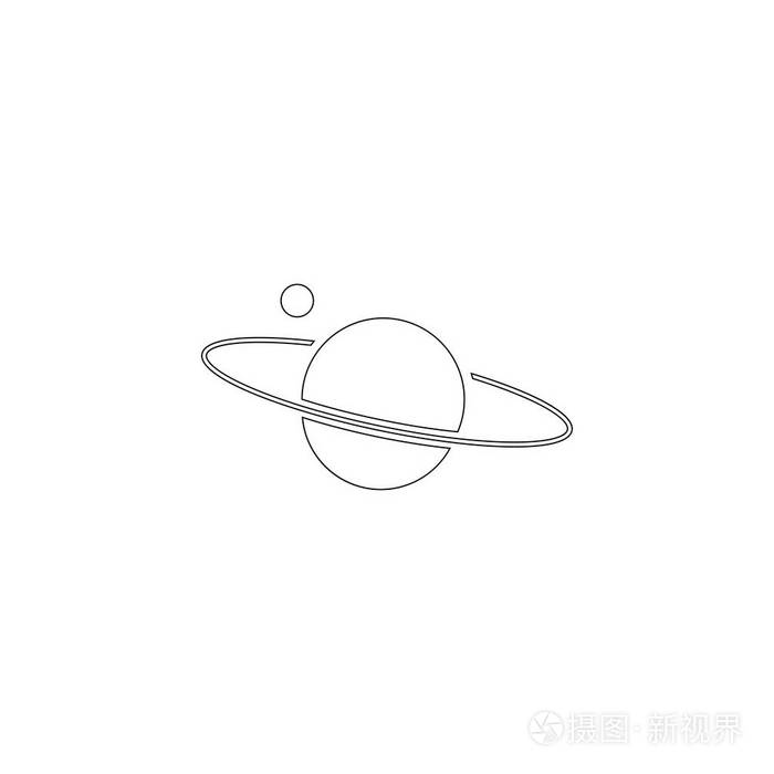 土星星球 简单的平面矢量图标插图 轮廓线符号可编辑笔画