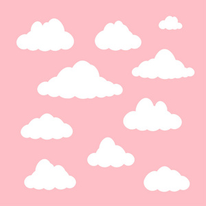 在粉红色背景上隔离的向量云