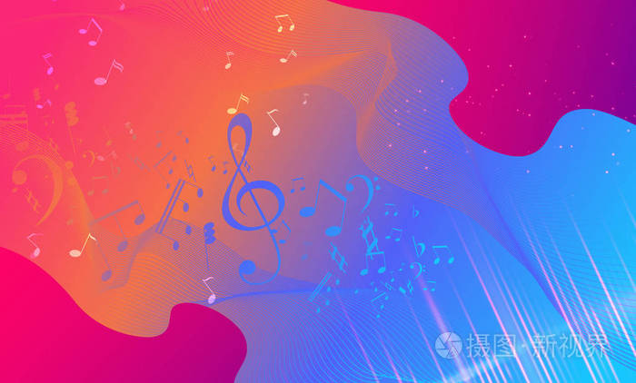 彩虹流畅的背景.彩虹现代设计.音乐多色海报.彩虹条纹波液体图案.