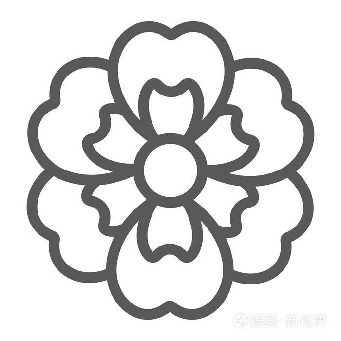 花线图标, 开花和植物, 花标志, 矢量图形, 在白色背景的线性图案