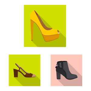 鞋类和妇女标志的矢量设计。鞋类和足部股票矢量图集